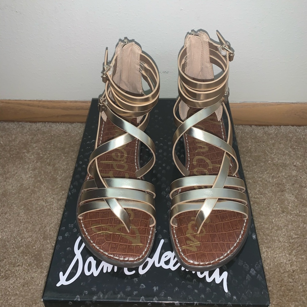 Sam Edelman Ganesa, Gold Leather sandals 8 1/2(US)